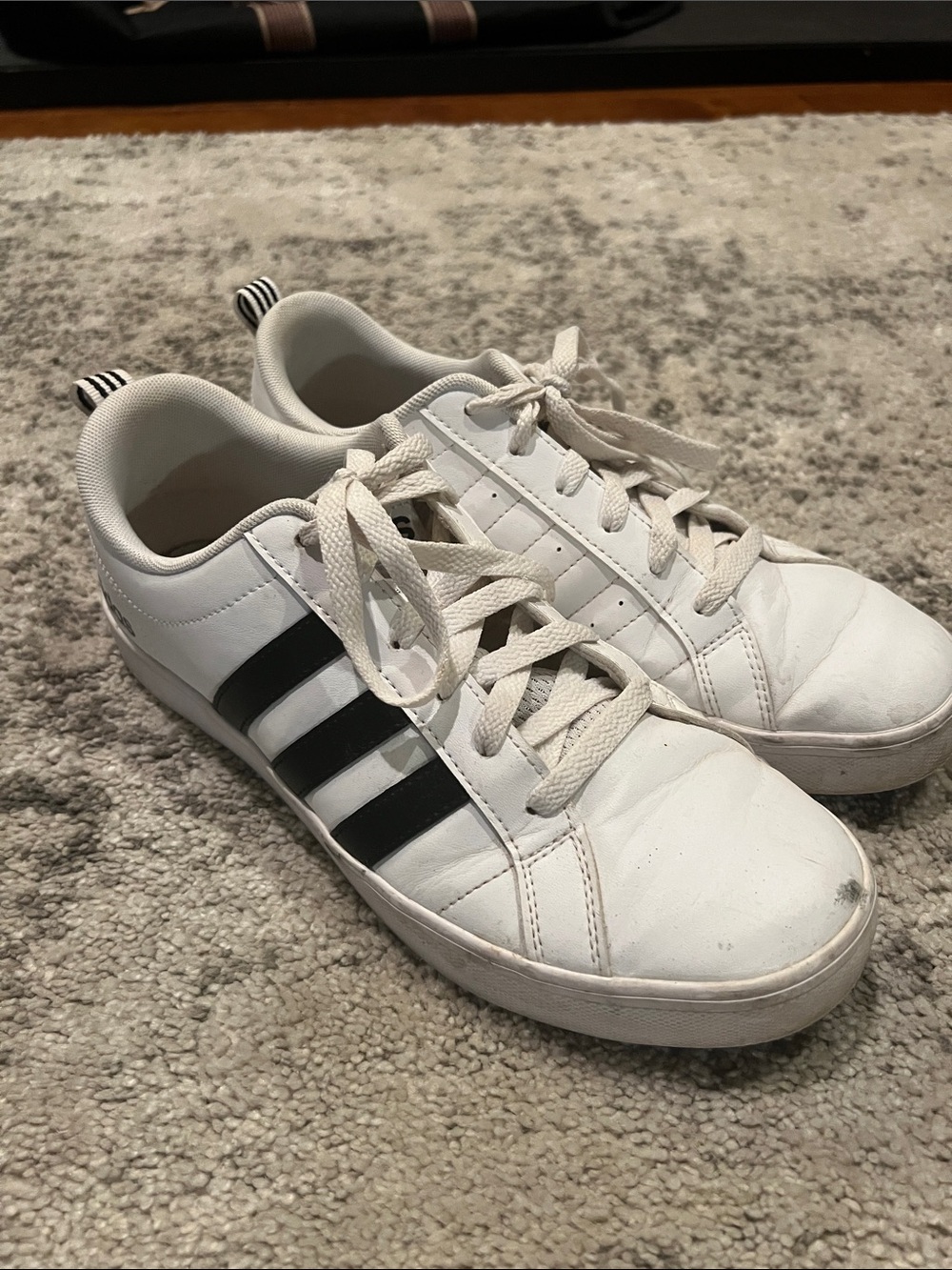 adidas White Sneakers with Black Outsoles